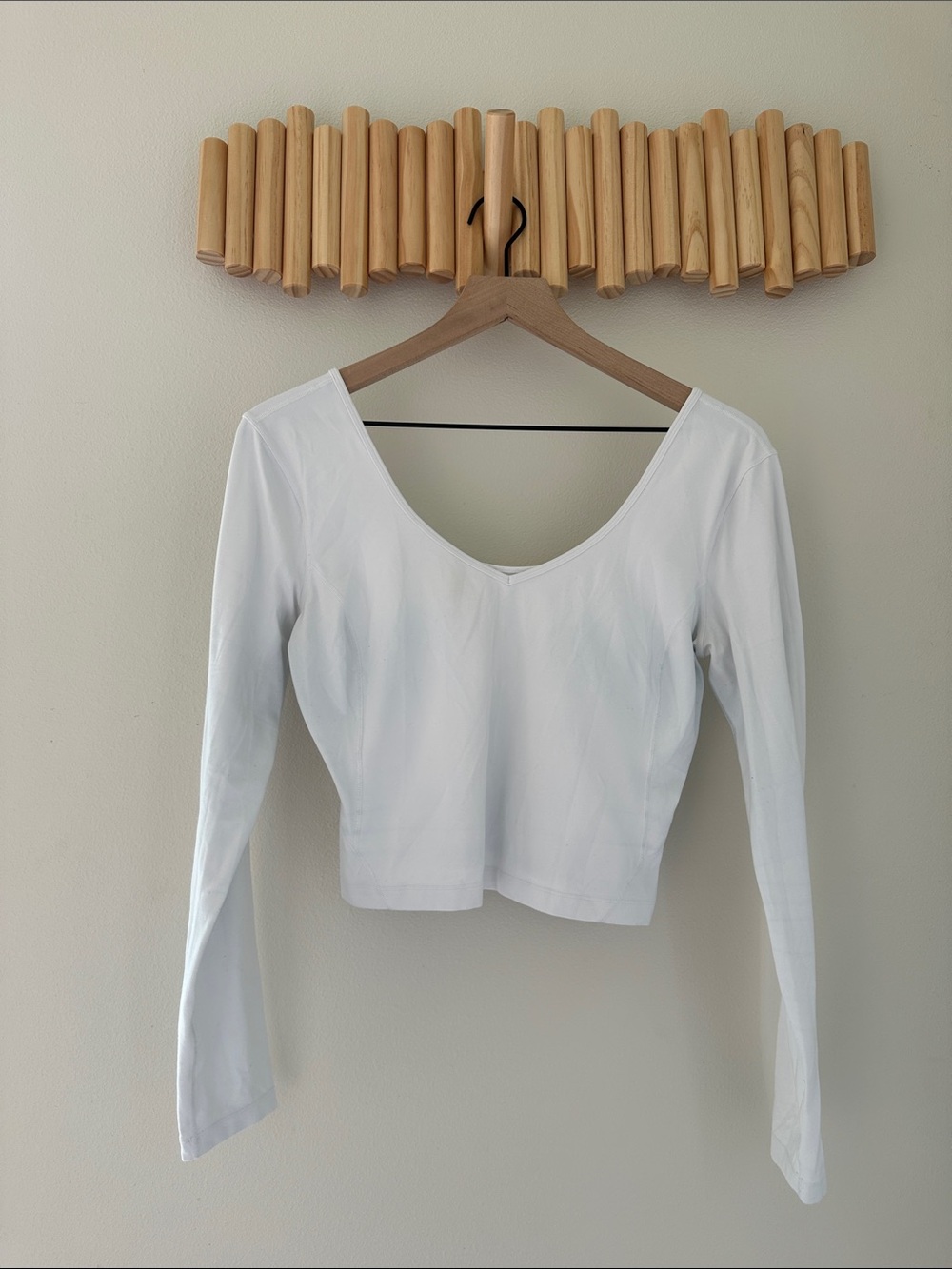Lululemon White Long-Sleeve V-Neck Crop Top
